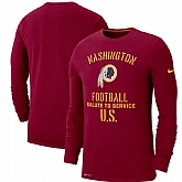 Men's Washington Redskins Nike Burgundy 2019 Salute to Service Sideline Performance Long Sleeve Shirt,baseball caps,new era cap wholesale,wholesale hats